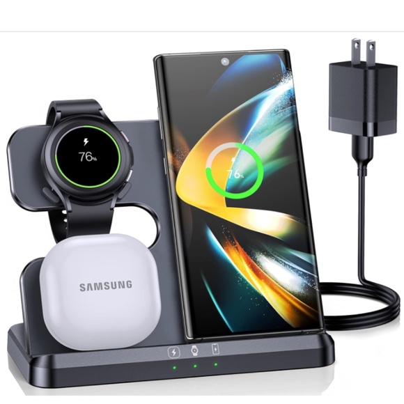 Zubarr 3 in 1 Wireless Charging Station for Samsung & Android Phone/Watch/Buds - Picture 1 of 6
